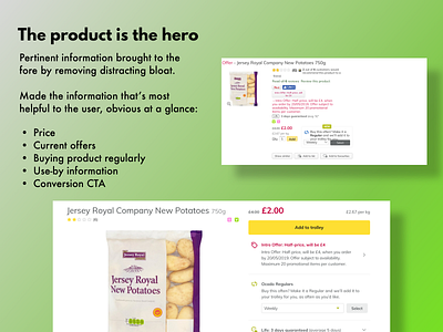 Product Page Redesign - making the product the hero content design content strategy ecommerce ia microcopy online supermarket ui united kingdom ux ux writing