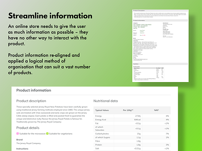 Product Page Redesign - streamline information