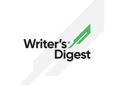 Writer's Digest Logo bookstore branding feather green logo ui ux website