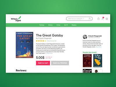 Writer's Digest Website UI books bookstore gatsby library reading ui web
