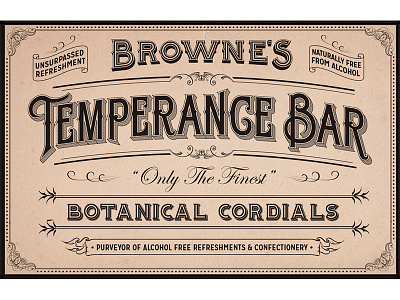 Brownes Temperance Bar business card lettering logo typography