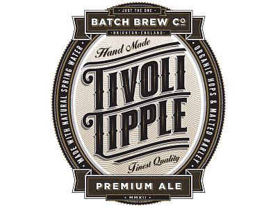 Tivoli Tipple ale label lettering logo. typography