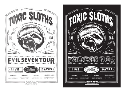 Toxic Sloths band poster illustration lettering poster t shirt type