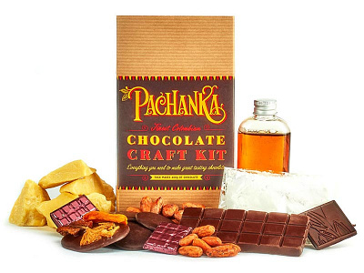 Pachanka Chocolate Craft Kit chocolate colombian chocolate hand drawn kit lettering logo pachanka packaging