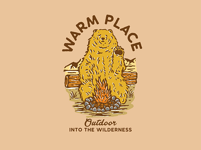 Warm Place Bear apparel art branding clothing design illustrator outdoor typography vintage badge