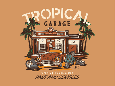Tropical Garage app apparel branding design illustration illustrator logo type typography vector vintage