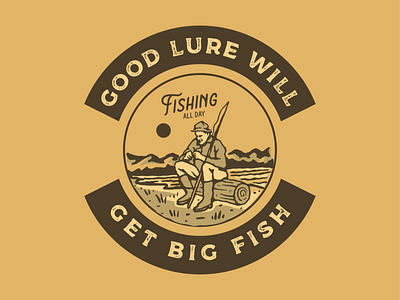 Fishing apparel art badge branding clothing design illustration illustrator lettering logo outdoor type vector vintage