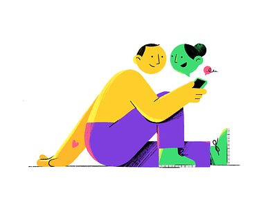 Digital Love 2d character design digital illustration love man phone procreate woman