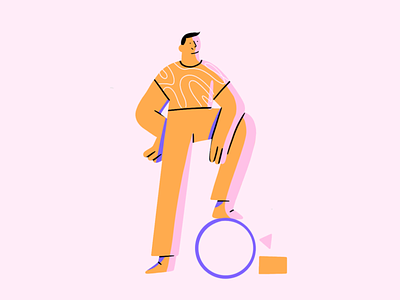Be Confident 2d applepencil character characterdesign circle design digital digitalillustration illustration man orange pink procreate procreate art shapes