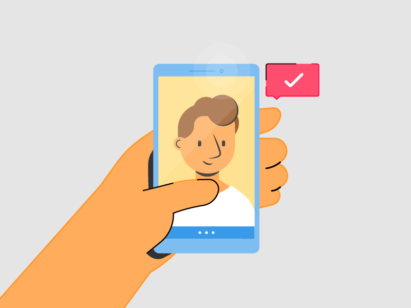 Face Recognition recognition face tech smartphone phone hand illustration