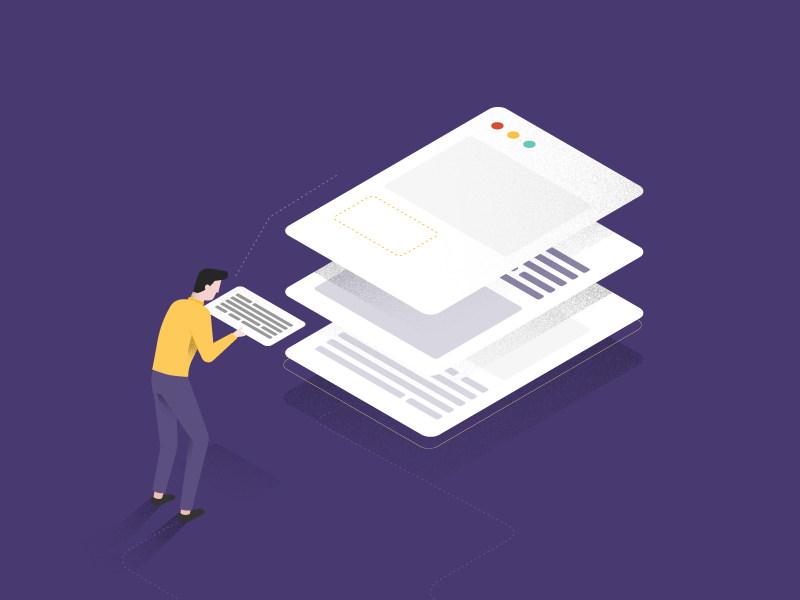 Stacks character screens apps technology illustration