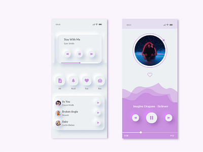 Music Player App UI Design app app design app ui app ui design design minimal music app music player neomorphism soft ui ui white