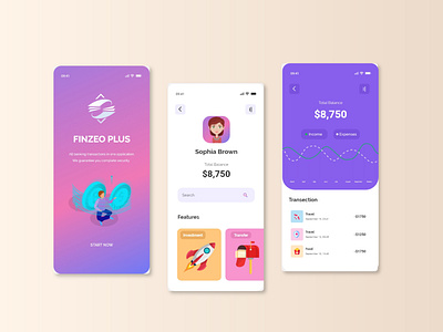 Finzeo app - Mobile App app app design app ui design design finance finance app financial financial app illustrations minimal ui ux