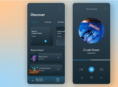 Music App Dark UI Design app design app ui design dark design music music app neumorphism ui uidesign ux