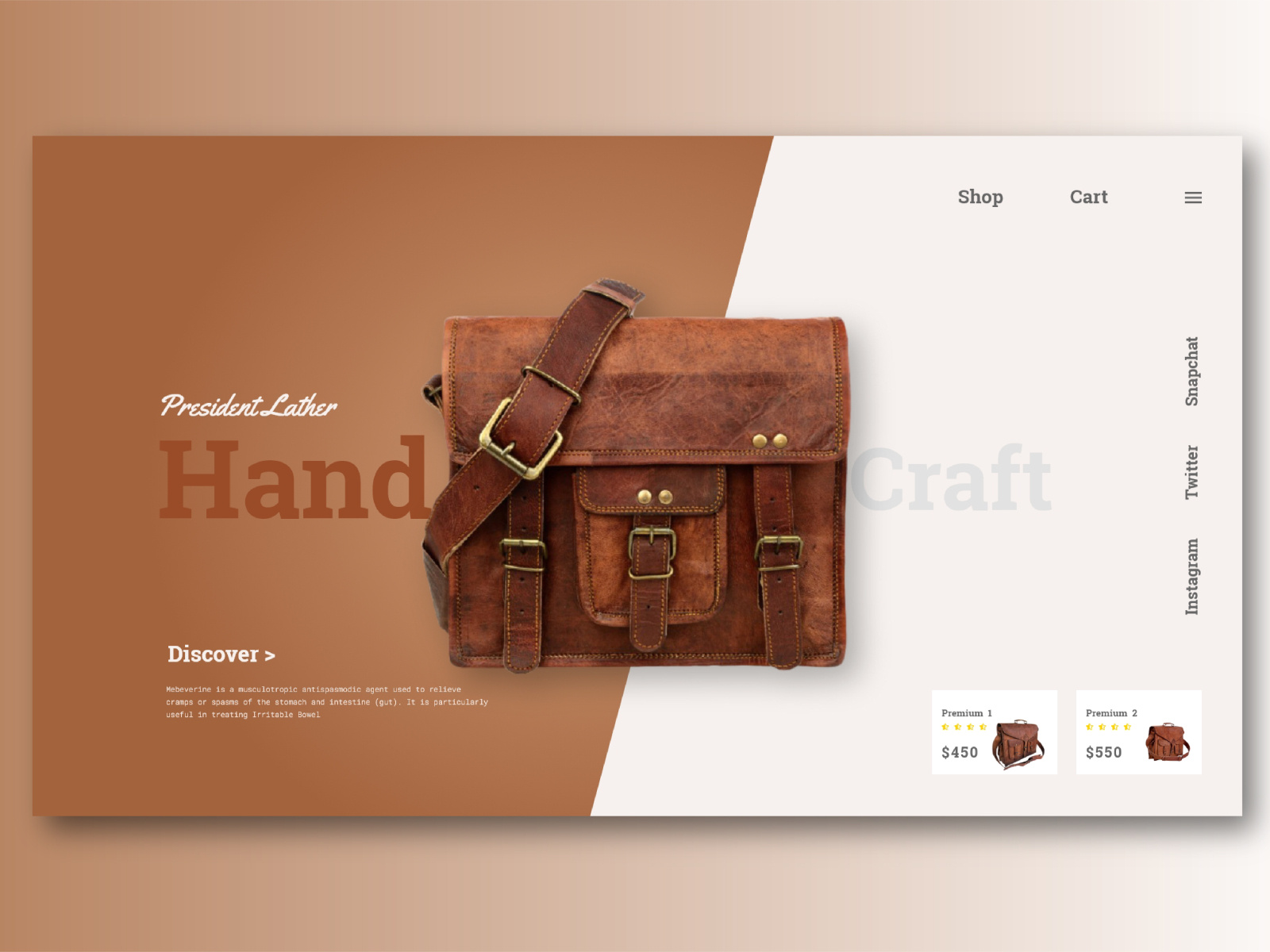 Lather Bag selling web UI design by Ayshi Sheikh on Dribbble
