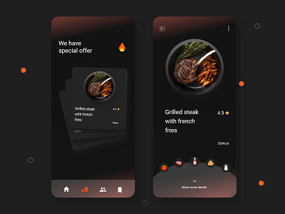 Food Bank Dark UI Design app app design app ui design dark design glassmorphism minimal