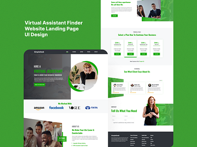 Virtual Assistant Finder Website Landing Page UI Design adobe xd design figma job finder landing page marketplace minimal ui uiux ux virtual assitant web app web ui website