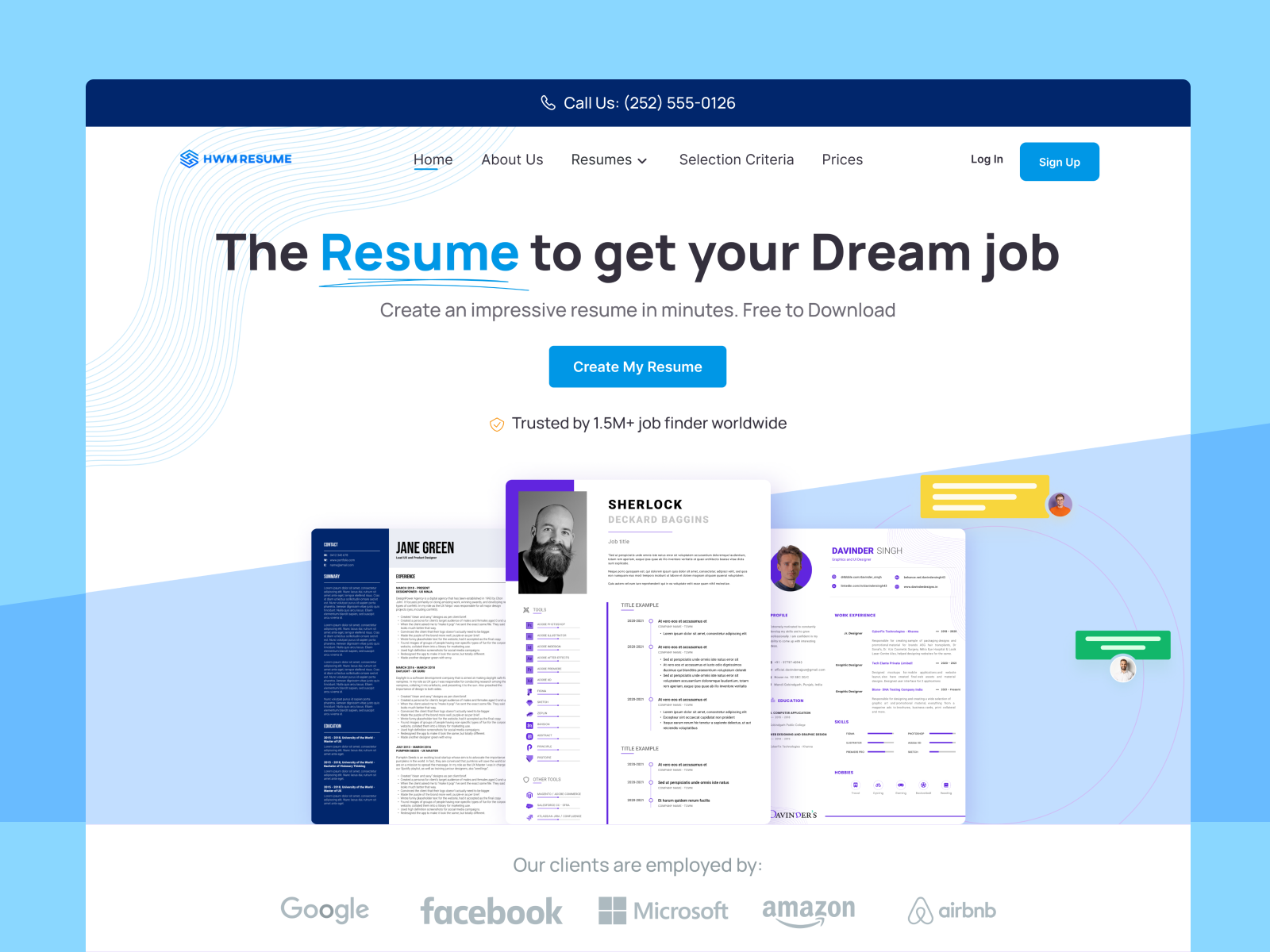 resume builder website project