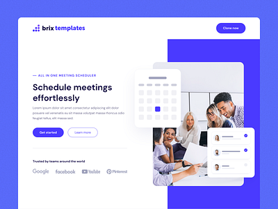 Online meeting scheduler website landing page