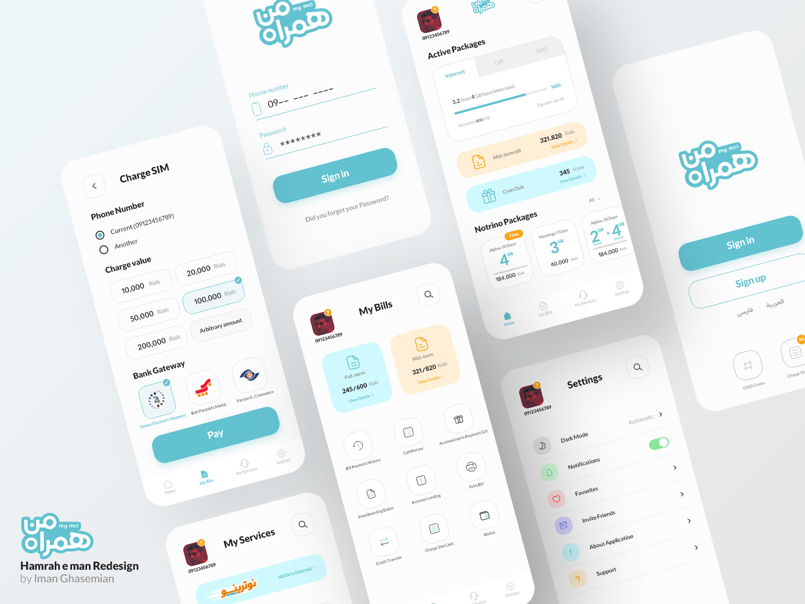 MCI Hamrah E Man App Redesign - Multi screens Light by Iman Ghasemian ...