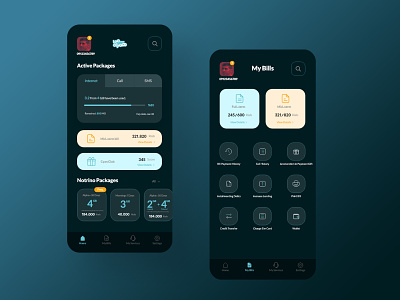 MCI Hamrah E Man App Redesign - Dark Mode