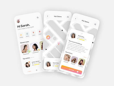 Hair Styling App Concept hair location map ui ui design uidesign uiux