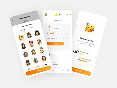 Funglish; an English learning app UI design - Real Project avatar education learning ui ui design uidesign ux