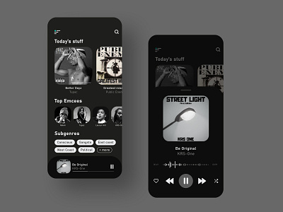 Dark Music Player Concept app design hip hop minimal music music app music player ui ui design uidesign uiux ux ux ui uxdesign uxui