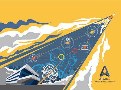 AtlasX Launch Poster Design air force digital art graphic design illustration missile poster satellite space