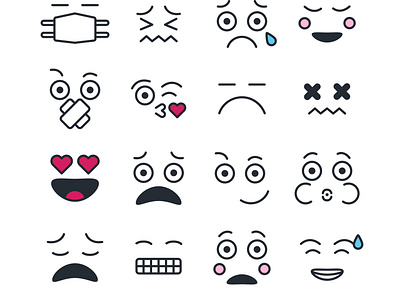 Emoji set cartoon design emoji emotions eyes face graphic design happy happy face illustration mouth smile