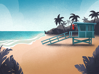 Sea illustration (background image for app) 2d art beach cartoon digital art drawing graphic design illustration illustrator palm sand sea sky water waves