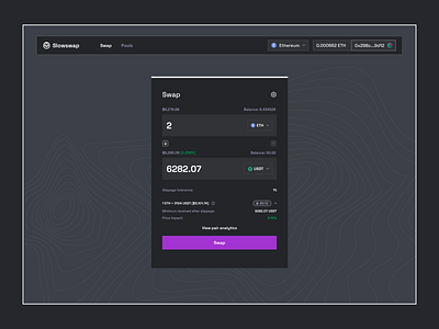 SlowSwap - Swap Assets (Dark mode) crypto swap dark mode dashboard design ui web3