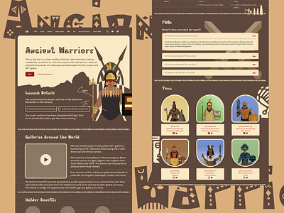 Ancient Warriors - Pre launch landing page ancient warriors design illustration landing page nft ui web3