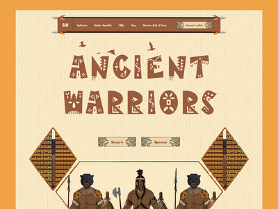 Ancient Warriors - Post launch landing page v1 ancient warrior design illustration landing page nft ui web3