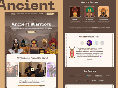 Ancient Warriors - Post launch approved ancient warrior design landing page nft ui web3