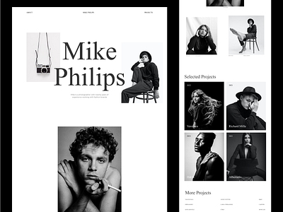 Photographer Website fashion interface landing page layout minimalist model photographer photography stylish typography ui ux web design website