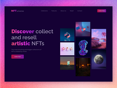 Landing Page Concept clean concept crypto cryptocurrency futuristic gradient graphic design hero section image landing page modern nft ui ux website