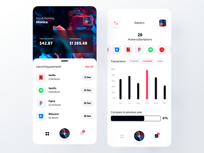Subscription Manager – Mobile App app design futuristic manager minimal mobile subscription ui