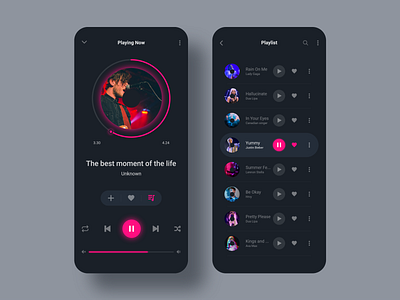 Music Player app app design apple music coloful colors dark dark theme design interface minimal mobile mobile design music ui ux design