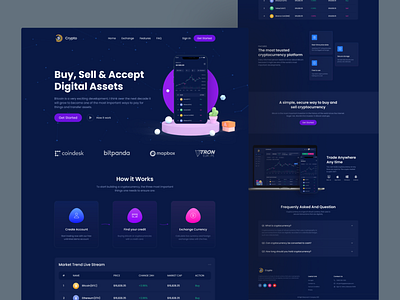 Cryptocurrency Landing Page analytics bitcoin bitcoin website coloful crypto app crypto wallet crypto website cryptocurrency cryptocurrency app dashboard glassmorphism investment website landingpage mobile app trading ui ui design ux wallet webdesign