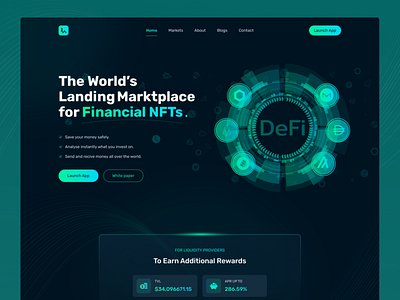 DeFi Platform Landing Page crypto defi digital product finance website landing page marketing website nft product page product website ui website design