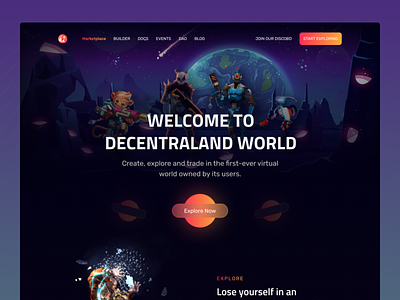 Decentraland Redesign Concept coloful crypto cryptocurrency landing page dashboard defi financial landing page metaverse nft nft making website redesign ui web design