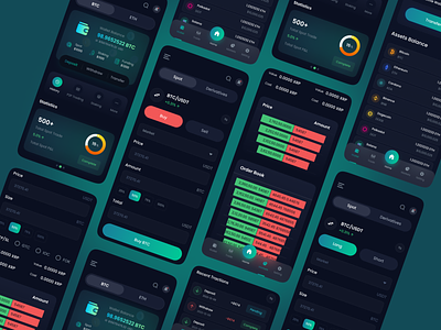 Crypto Exchange Mobile App bitcoin coin crypto wallet cryptocurrency dark theme design financial app mobile ui nft swap tokens trading app trading wallet trend user interface ux
