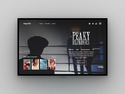 TV App daily daily ui 25 dailyui dailyui 25 dailyui025 dailyuichallenge dashboard design flat minimal peaky blinders peakyblinders television tv tv app tv show tv shows ui uidesign uiux