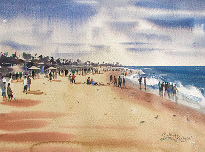 Contrasting yet complementary art beach fineart painting people seashore watercolor watercolor art watercolor illustration watercolor painting