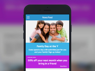 Mobile App News Feed - Sociy family fitness mobile newsfeed responsive sociy ymca