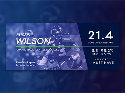 Russell Wilson Player Card bleacher report card fantasy football gradient nfl player quarterback russell wilson seahawks seattle