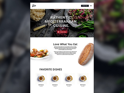 Zainas Homepage cuisine design food layout mediterranean photography plating web