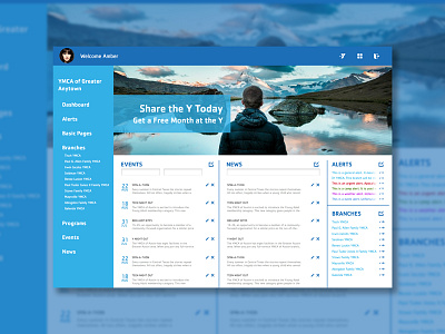 SOCIY Dashboard alerts branches classes events menu programs sociy ui ux web website ymca