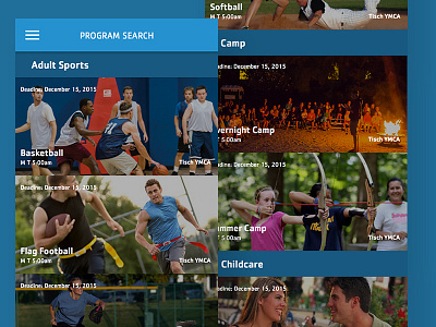 Sociy App Programs activities camp class deadline events search sports ymca